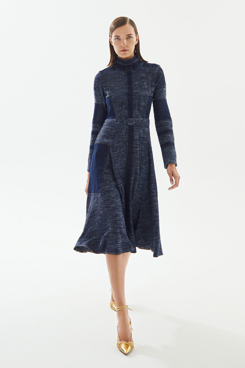 2be4A-Kadın Şeritli Denim Elbise-Elbise-4-Milagron.com