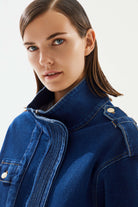 2be4A-Kadın Yüksek Yaka Denim Ceket-Ceket-4-Milagron.com