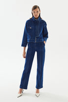 2be4A-Kadın Yüksek Yaka Denim Ceket-Ceket-5-Milagron.com