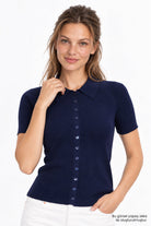 Reglan Kol Yakalı Slim Fit Lacivert Triko Hırka