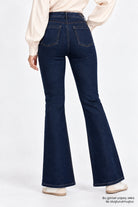 Yüksek Bel İSpanyol Paça Slim Fit Denim Lacivert Pantolon
