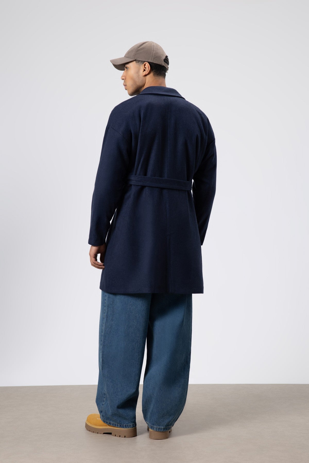 Kemerli Oversize Kaşe Kaban