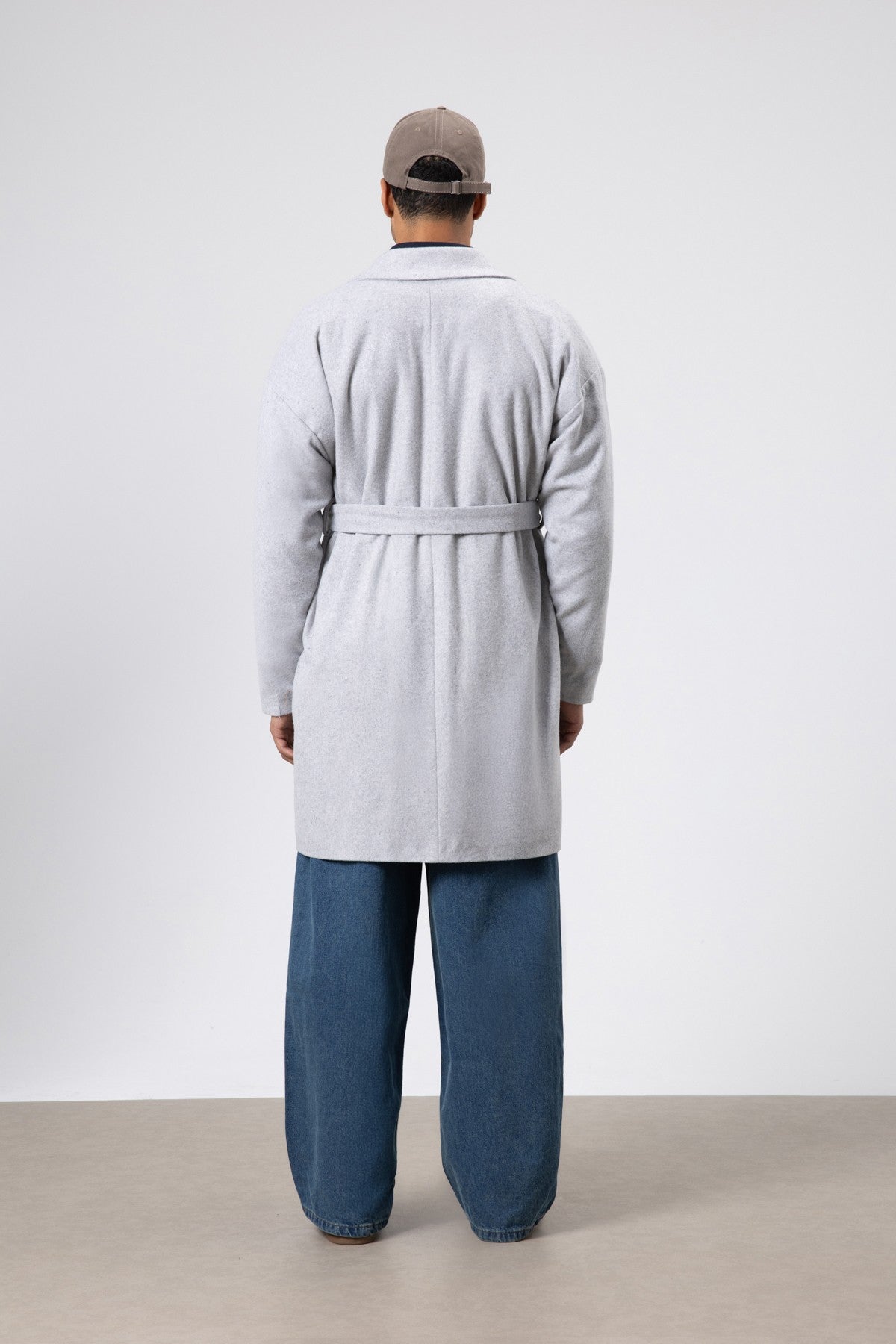 Kemerli Oversize Kaşe Kaban