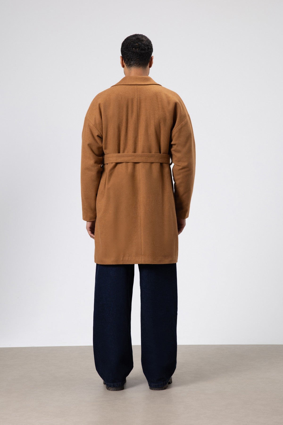 Kemerli Oversize Kaşe Kaban