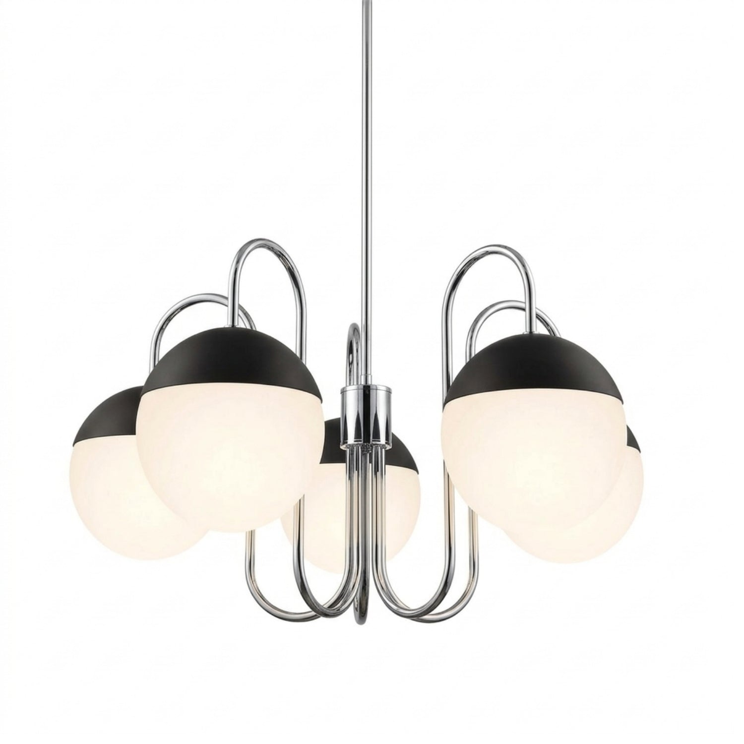 Luxentra Modern 5 Kollu Sarkıt Avize - Kavisli Tasarım Opal Camlı Lüks Salon Ve Yemek Odası Aydınlatması