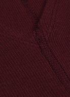 Bordo V Yaka Pamuklu Ribana T-Shirt