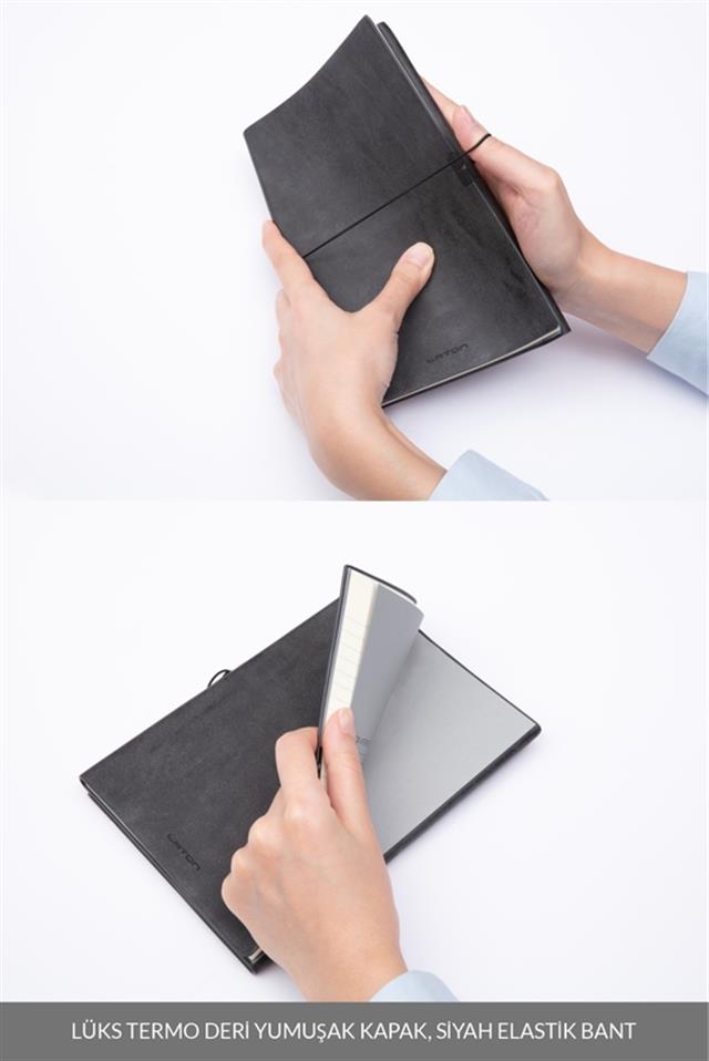 Laton Kaksi A5 Tarihsiz Planlayıcı Termo Deri Yumuşak Kapak 2'Li Siyah Defter