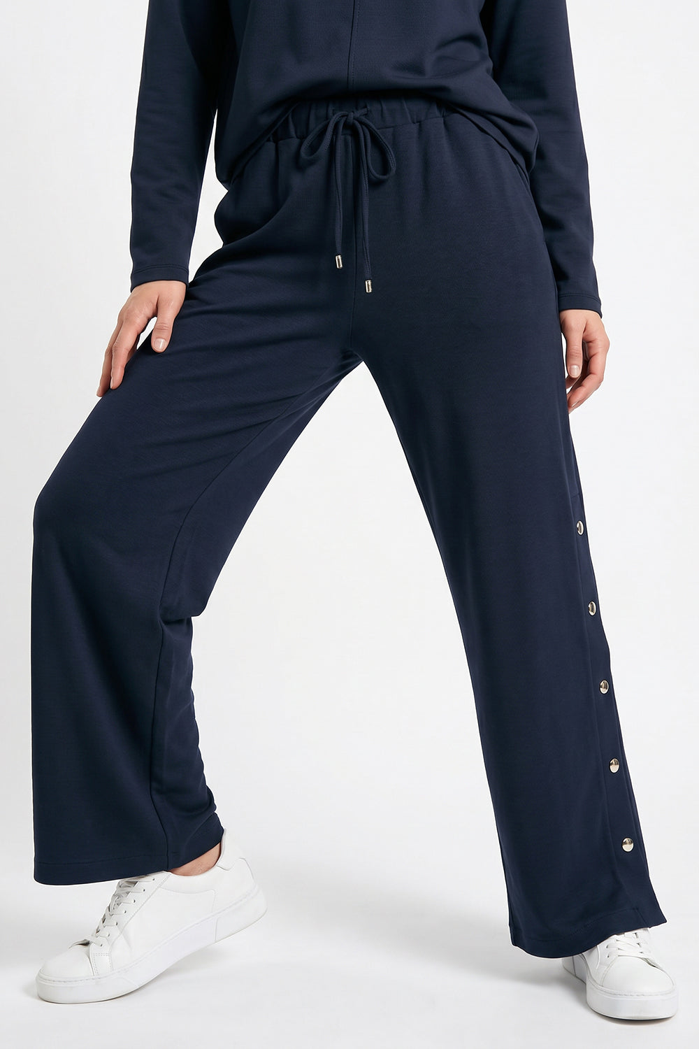 Yanları Çıt Çıtlı Beli Lastikli Geniş Paça Örme Pantolon
