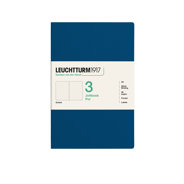 Leuchtturm1917 Jottbook Pur A5 80 Numaralandırılmış Sayfa Noktalı 3'Lü Paket Defter Indigo 400701