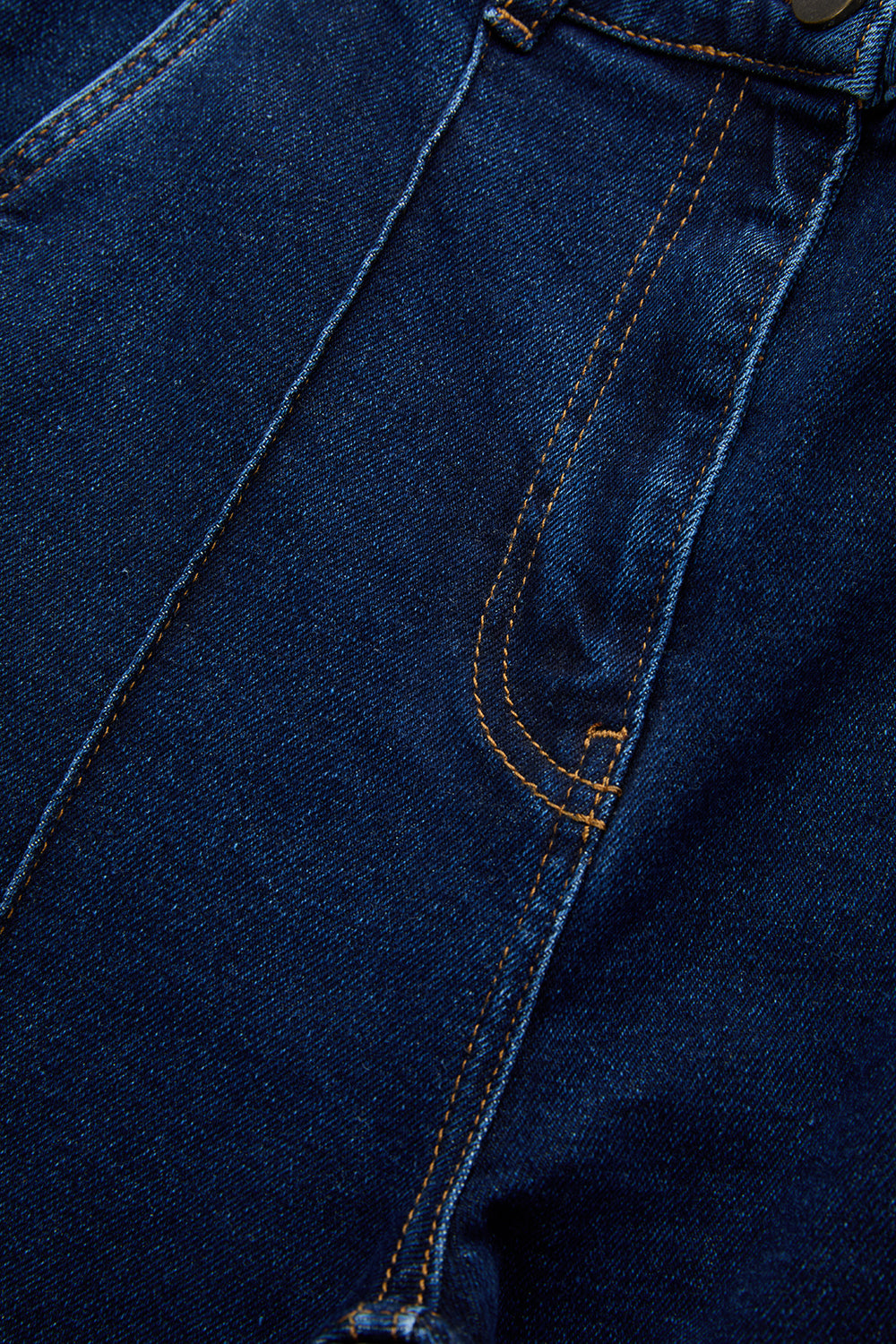 Yüksek Bel İSpanyol Paça Slim Fit Denim Lacivert Pantolon