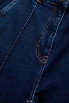 Yüksek Bel İSpanyol Paça Slim Fit Denim Lacivert Pantolon