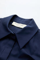 Uzun Kollu Gizli Patlı Düğmeli Klasik Yaka Lacivert Gömlek