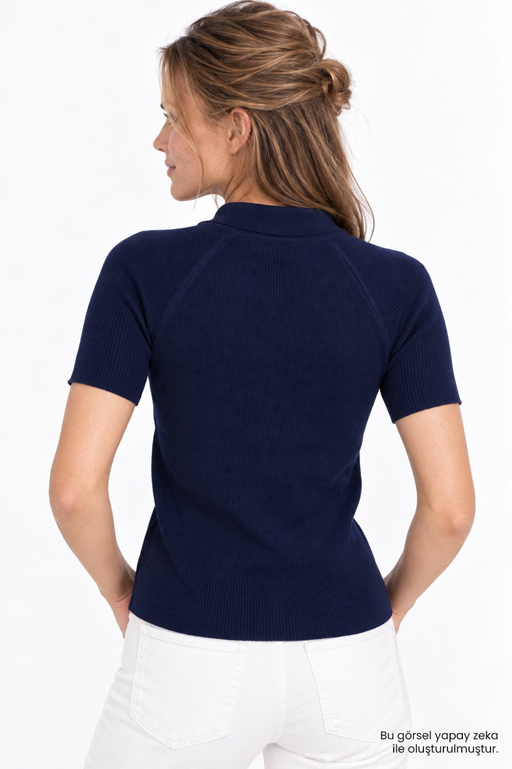 Reglan Kol Yakalı Slim Fit Lacivert Triko Hırka