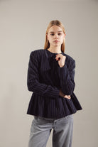 Dark Navy Gold-Stripe Ipek Kupra Jacket