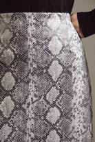 Python-Textured Eco-Leather Structured Skirt