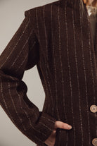 Deep Chocolate Striped Cropped Jacket-Coat