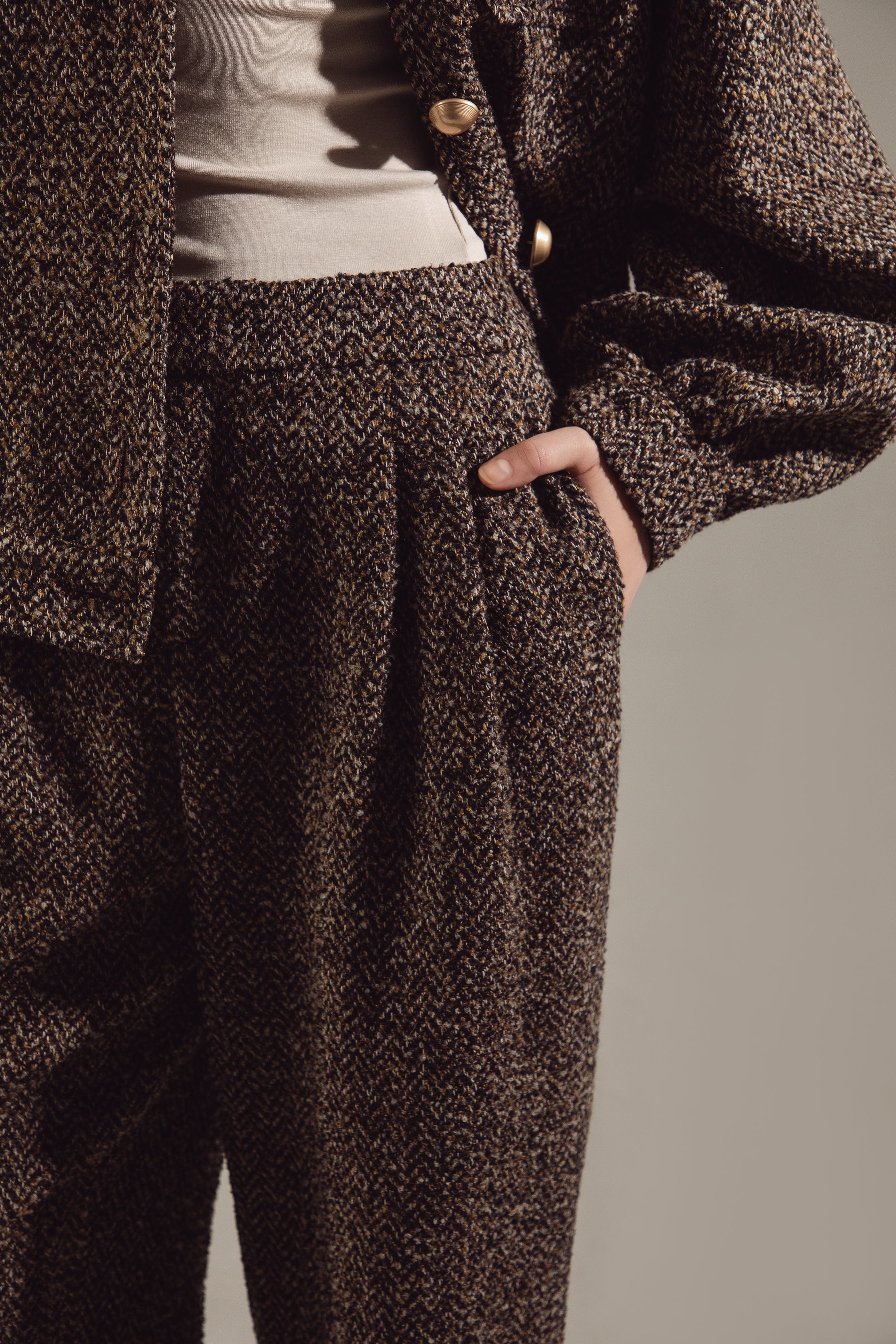 Deep Brown Wool-Blend Quiet Luxury Suit
