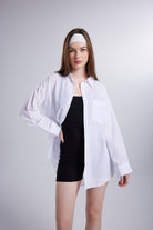 Cepli Oversize Kesim Lovesize Gömlek Beyaz