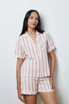 A Simple Way Co-Çizgili Pijama Takım - Pembe Beyaz Çi̇zgi̇li̇-Pijama Takımı-1-Milagron.com
