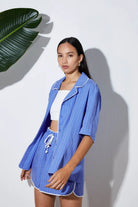 A Simple Way Co-Çizgili Şortlu Takım-Pijama Takımı-4-Milagron.com