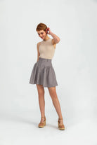 A Simple Way Co-Isabel Kahve Beyaz Küçük Pötikare-Etek-2-Milagron.com