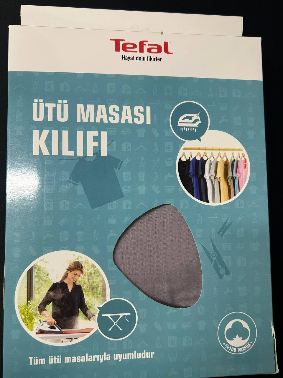 Tefal Ütü Masası Kılıfı Bezi Örtüsü Keçeli %100 Pamuk Yüksek Buhar Geçirgenliği 140X52 Cm Dayanıklı Kumaş