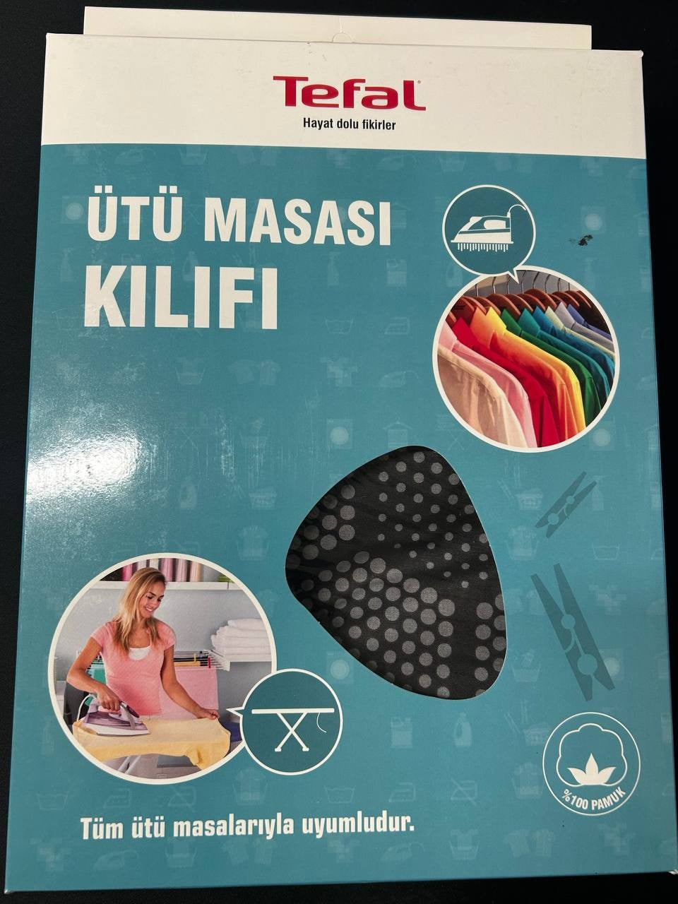 Tefal Ütü Masası Kılıfı Bezi Örtüsü Keçeli %100 Pamuk Yüksek Buhar Geçirgenliği 140X52 Cm Dayanıklı Kumaş