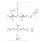 DORIS SARKIT 8L ANTIKA GOLD Ø95X115 CM 8XG9 LED 