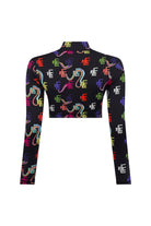 Ace Nayman-Gabriela Monogram Printed Crop Top-Crop Top-3-Milagron.com