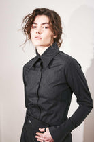 Agic-Füme Sivri Yaka Geniş Manşetli Gömlek-Gömlek-2-Milagron.com