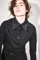 Agic-Füme Sivri Yaka Geniş Manşetli Gömlek-Gömlek-5-Milagron.com