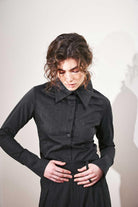 Agic-Füme Sivri Yaka Geniş Manşetli Gömlek-Gömlek-7-Milagron.com