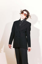 Agic-Kruvaze Yırtmaçlı Siyah Astarlı Ceket-Ceket-4-Milagron.com