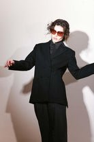 Agic-Kruvaze Yırtmaçlı Siyah Astarlı Ceket-Ceket-5-Milagron.com