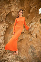 Agic-Sunset Sırt Açık Uzun Plaj Elbisesi-Elbise-1-Milagron.com