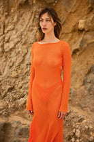 Agic-Sunset Sırt Açık Uzun Plaj Elbisesi-Elbise-7-Milagron.com