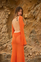 Agic-Sunset Sırt Açık Uzun Plaj Elbisesi-Elbise-9-Milagron.com
