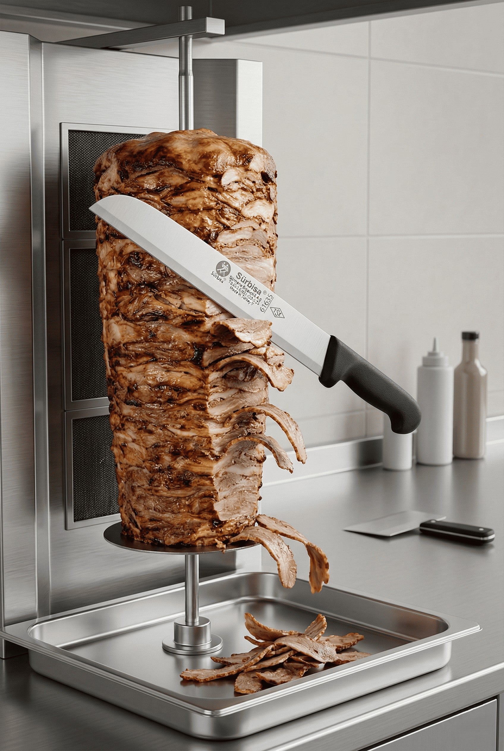 Sürmene Döner Kesme Bıçağı Kaşar Ve Kavurma Bıçak Paslanmaz Çelik 47 Cm Sürbisa 61632