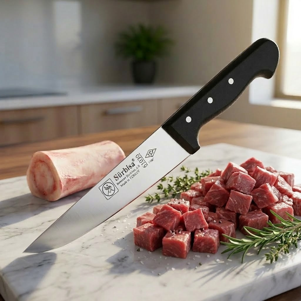 Sürmene Kuşbaşı Kasap Bıçağı 32,5 Cm Pimli Keskin Et Doğrama Kurban Kesim Bıçağı Sürbisa 61030