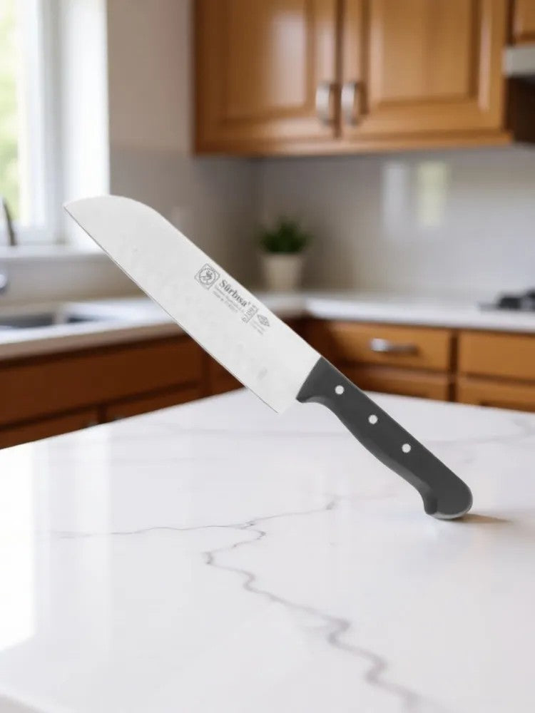 Sürmene Şef Aşçı Bıçağı Profesyonel Oluklu Santoku Bıçağı 31 Cm Pimli Sap Sürbisa 61095
