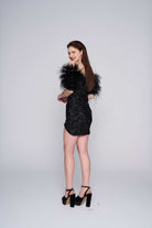 Alaii-Pullu Ve Tüylü Kollu Kısa Elbi̇se-Elbise-2-Milagron.com