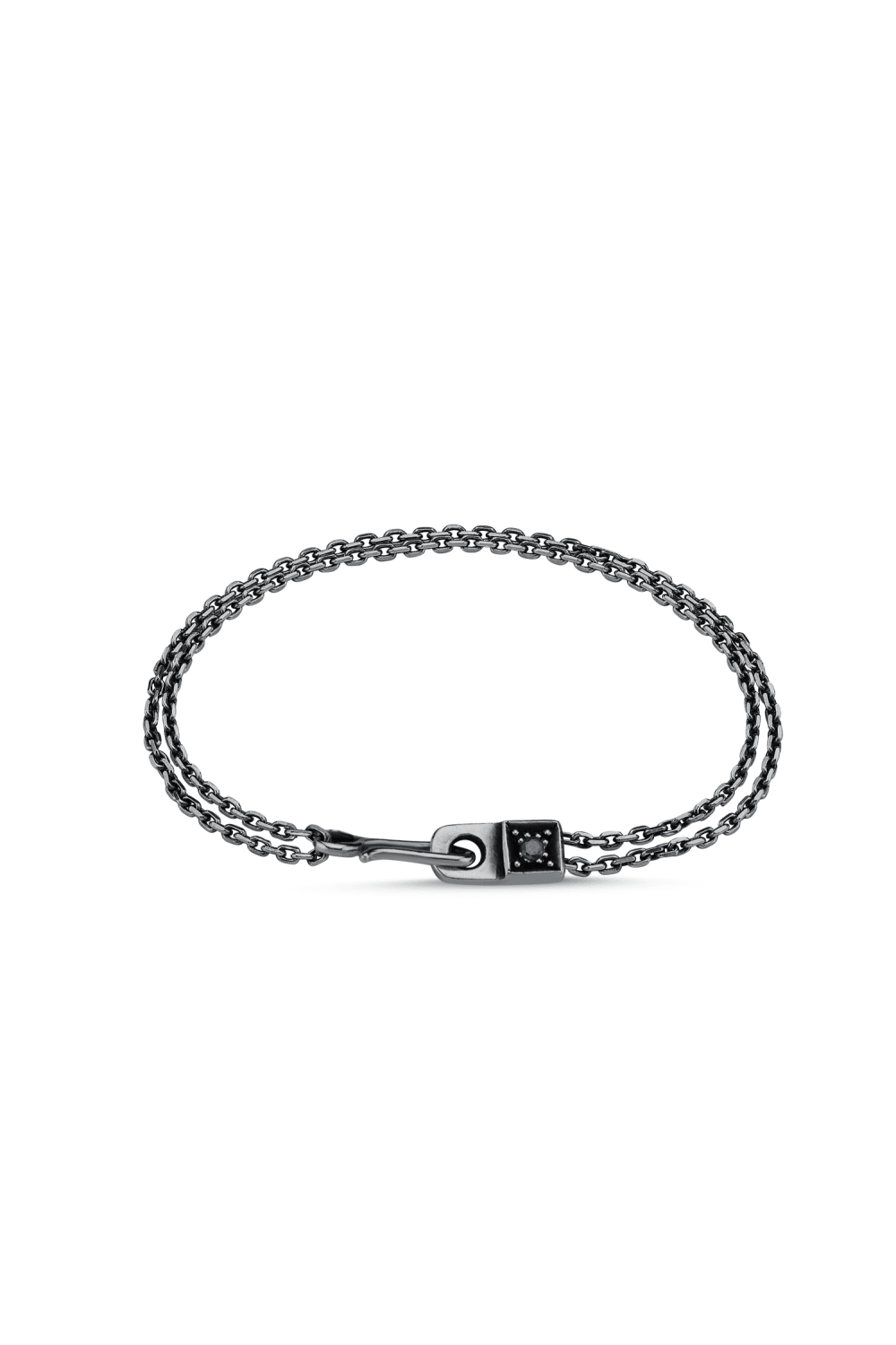 Aleyna Cebeci Jewelry-Arm In Arm Bileklik, Siyah Rodyum Kaplama Gümüş, Siyah Pırlanta-Bileklik-1-Milagron.com