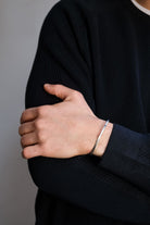 Aleyna Cebeci Jewelry-Square Bileklik, 925 Ayar Gümüş, Siyah Pırlanta-Bileklik-2-Milagron.com