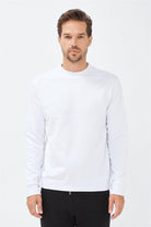 Allmur-Sycamore White Bisiklet Yaka Sweatshirt-Sweatshirts & Hoodies-1-Milagron.com