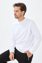 Allmur-Sycamore White Bisiklet Yaka Sweatshirt-Sweatshirts & Hoodies-4-Milagron.com
