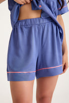 Dream Gri Mavi Viskon Kumaş Maskülen Şort Pijama Takım - 5