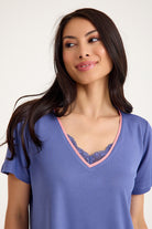 Dream Gri Mavi Viskon Kumaş Pijama Takım - 3