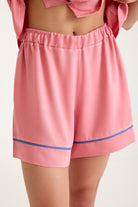 Dream Pembe Viskon Kumaş Maskülen Şort Pijama Takım - 4