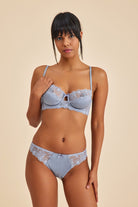 Amarelle-Paris Gri Mavi Dantelli Slip Külot-Bikini Külot-1-Milagron.com
