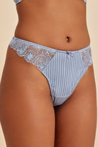 Amarelle-Paris Gri Mavi Dantelli String Külot-Tanga-1-Milagron.com
